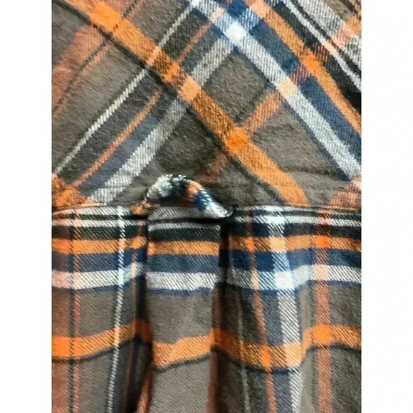 CQR Men's Flannel Shirt Brown Orange Long Sleeve Button Up Size Large - Picture 9 of 11